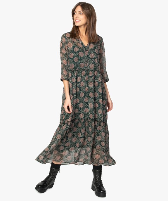 Robe femme à imprimé fleuri longueur cheville vue1 - GEMO(FEMME PAP) - GEMO