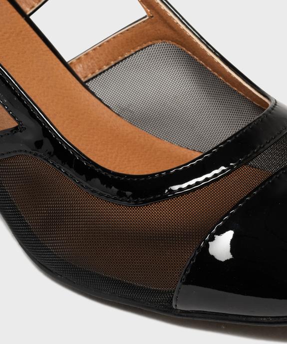 Escarpins slingback vernis à talon large et bout carré femme - Follow Me vue6 - FOLLOW ME - GEMO