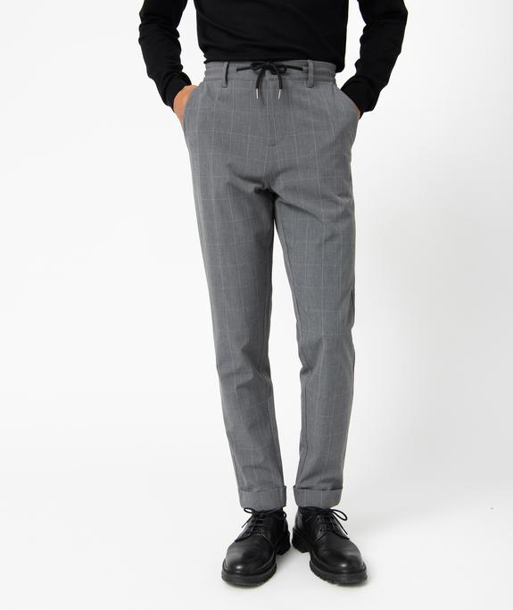 Pantalon homme en toile avec taille ajustable vue2 - GEMO (HOMME) - GEMO