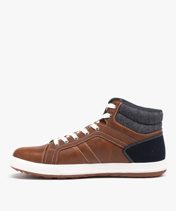 Baskets homme mid-cut bicolores style casual à lacets vue4 - GEMO (CASUAL) - GEMO