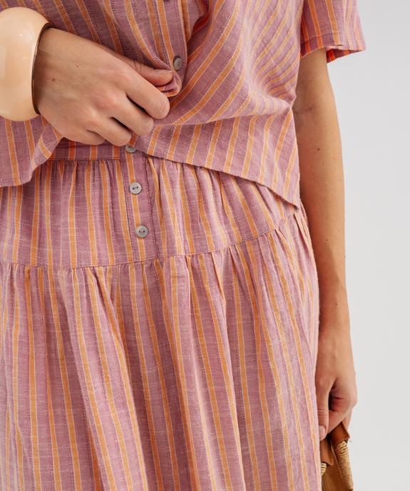 Jupe longue en coton et viscose à rayures femme vue4 - GEMO(FEMME PAP) - GEMO