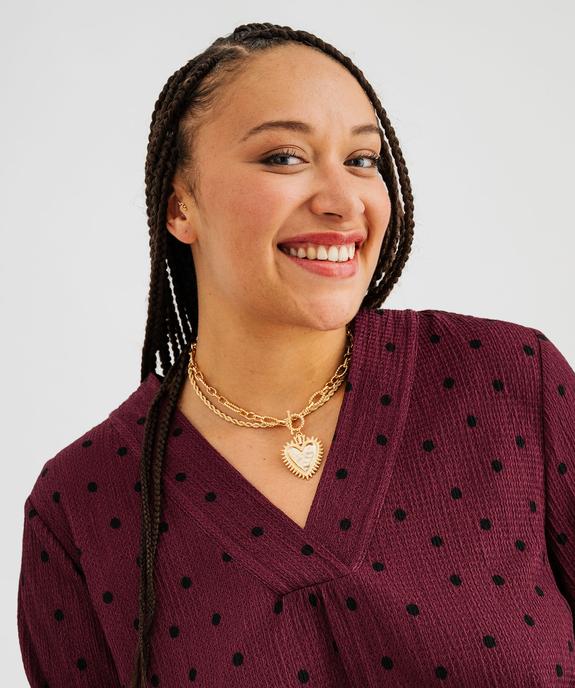 Tee-shirt imprimé à manches longues à col V femme grande taille vue2 - GEMO 4G GT - GEMO