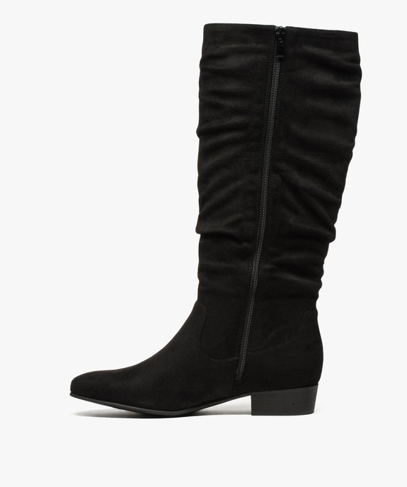 Bottes femme unies en suédine tige drapée vue3 - GEMO (CASUAL) - GEMO