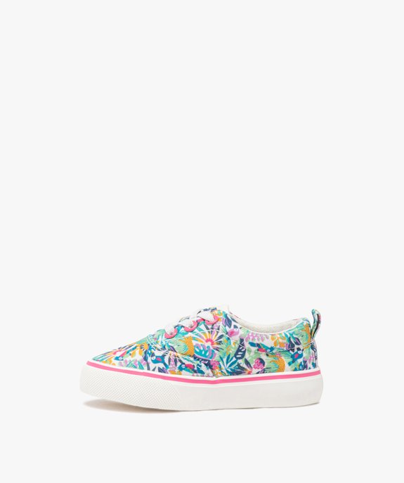 Baskets en toile imprimé tropical à lacets élastiques bébé fille vue4 - GEMO 4G BEBE - GEMO