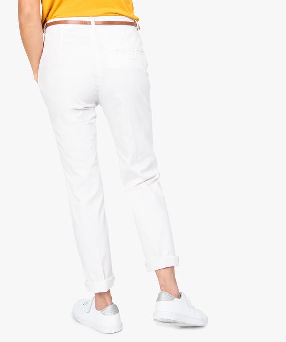Pantalon femme en toile unie avec fine ceinture vue3 - GEMO(FEMME PAP) - GEMO