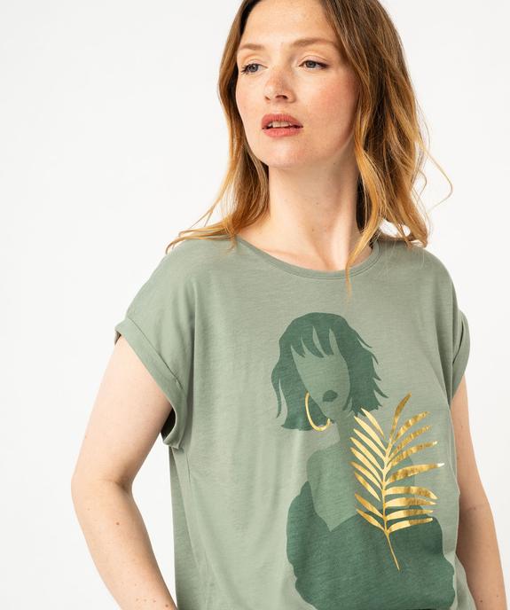 Tee-shirt à manches courtes avec motif fleuri femme vue2 - GEMO 4G FEMME - GEMO