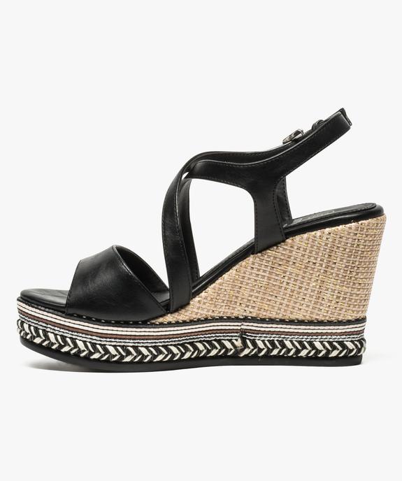 Nu-pieds à talon compensé en raphia et paillettes vue3 - GEMO(URBAIN) - GEMO