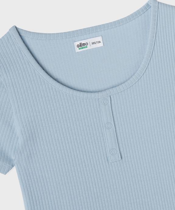 Tee-shirt manches courtes en maille côtelée fille vue2 - GEMO 4G FILLE - GEMO