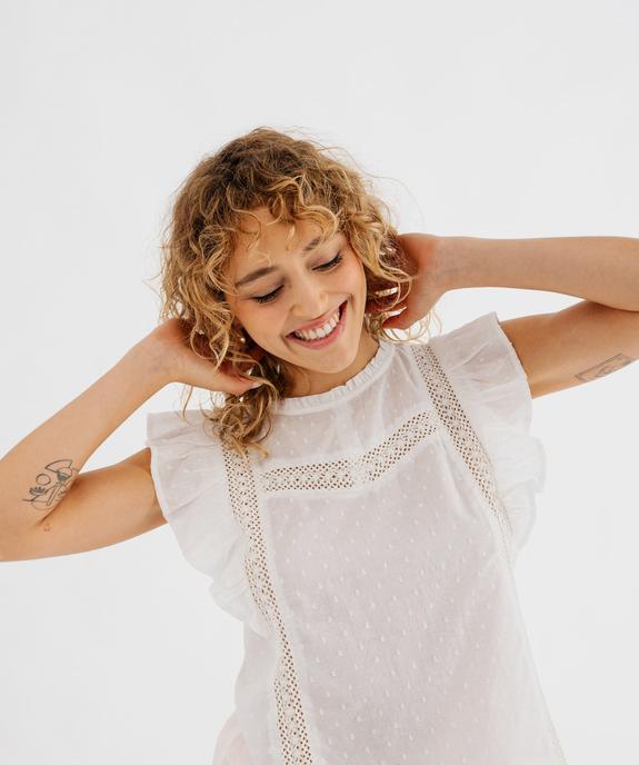 Blouse sans manches en plumetis à volant femme vue2 - GEMO(FEMME PAP) - GEMO