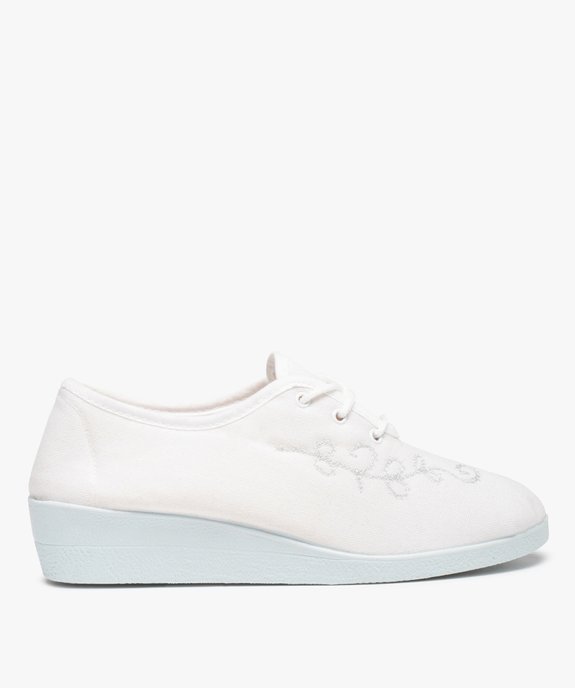 Derbies femme confort unies en toile brodée vue1 - GEMO (CONFORT) - GEMO