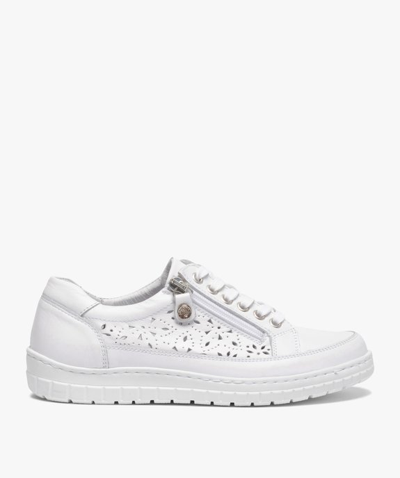 Baskets femme dessus cuir uni avec perforations vue1 - GEMO (SPORTSWR) - GEMO