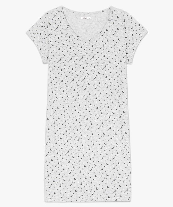Chemise de nuit imprimée à manches courtes femme vue4 - GEMO 4G FEMME - GEMO
