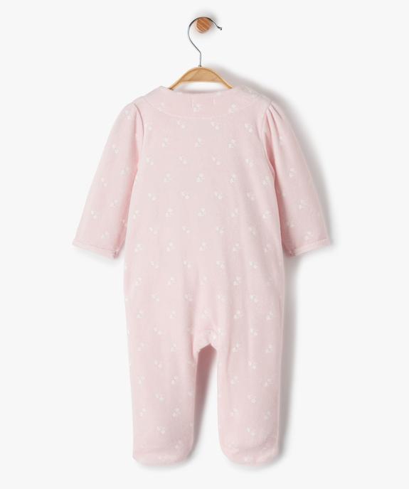 Pyjama bébé fille en velours avec fermeture devant vue3 - GEMO(BB COUCHE) - GEMO