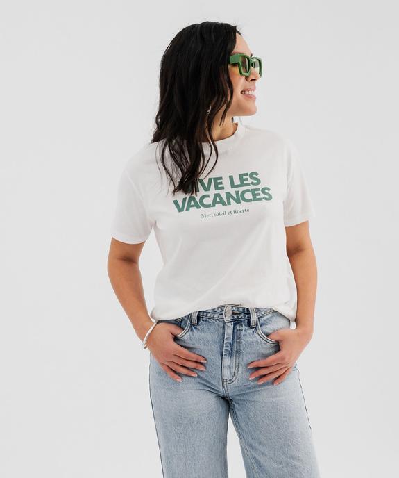 Tee-shirt manches courtes à message femme vue1 - GEMO 4G FEMME - GEMO