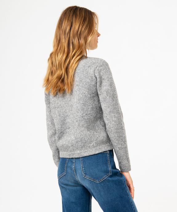 Gilet en grosse maille et boutons gravés femme vue3 - GEMO(FEMME PAP) - GEMO