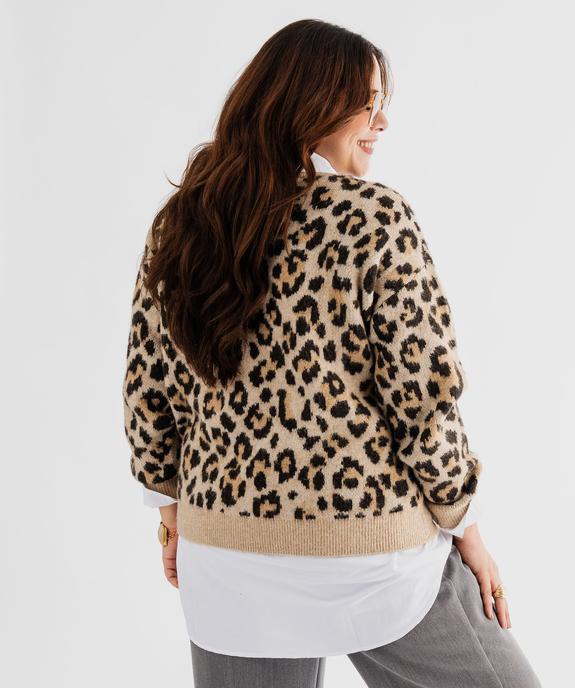 Pull en maille à motif léopard femme grande taille vue3 - GEMO (G TAILLE) - GEMO
