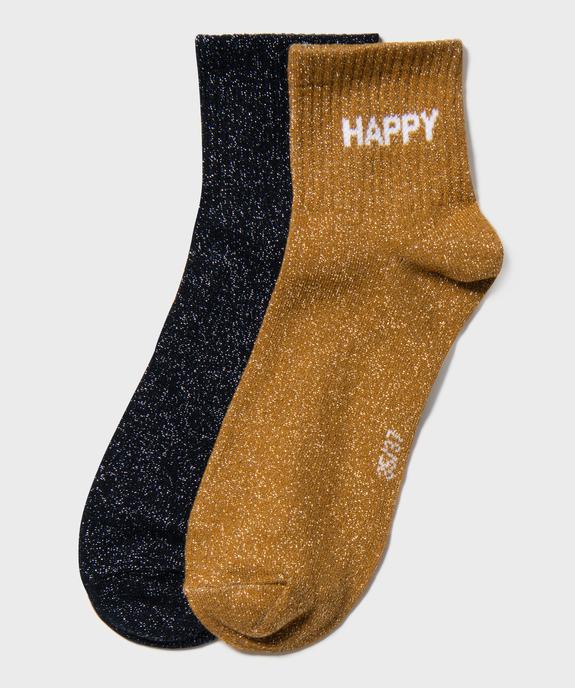Socquettes pailletées à message femme (lot de 2) vue1 - GEMO(HOMWR FEM) - GEMO