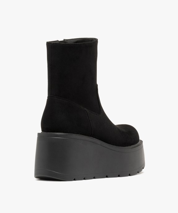 Boots femme à talon compensé en suédine et à zip  vue4 - 5 MILES - GEMO