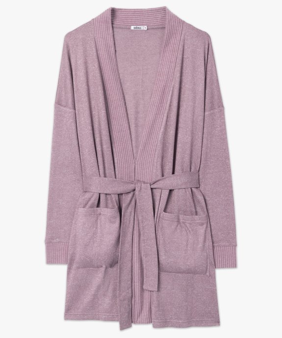 Veste d'intérieur femme en maille duveteuse avec ceinture à nouer vue4 - GEMO(HOMWR FEM) - GEMO
