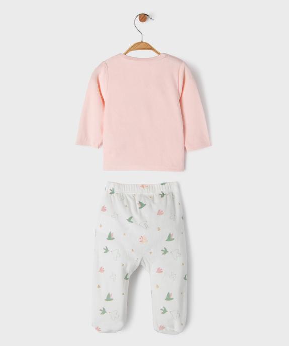 Pyjama 2 pièces en velours à motifs oiseaux bébé fille vue3 - GEMO 4G BEBE - GEMO