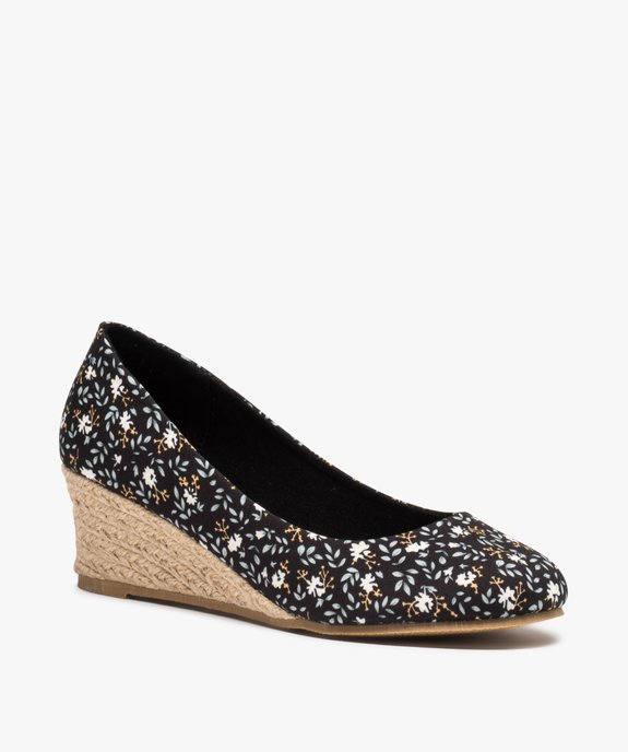 Escarpins femme en toile et talon compensé en corde vue2 - GEMO(URBAIN) - GEMO