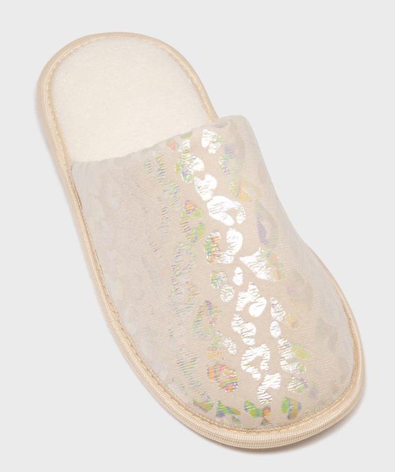 Mules d’intérieur à motifs tachetés scintillants femme vue5 - GEMO 4G FEMME - GEMO