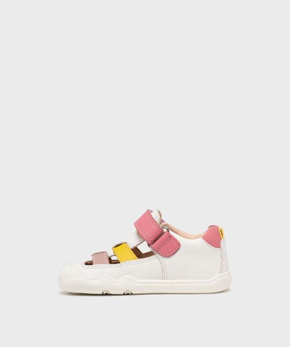 Chaussures de marche ouvertes en cuir bébé fille - Geox vue3 - GEOX - GEMO