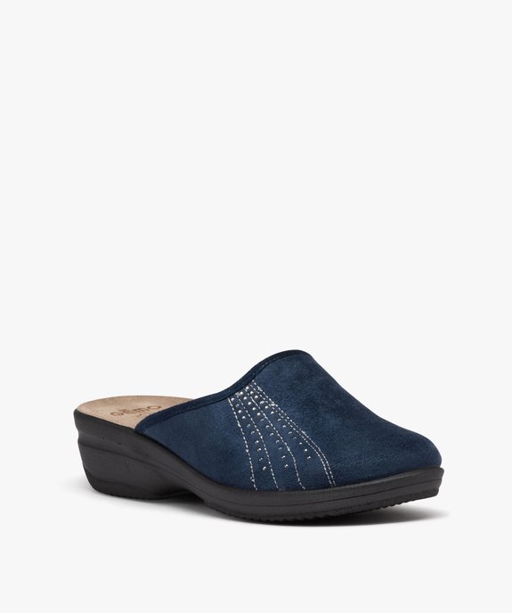 Chaussons mules confort en velours avec strass femme vue2 - GEMO(HOMWR FEM) - GEMO