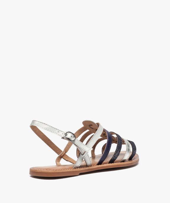 Sandales femme à talon plat et brides multiples en cuir vue4 - GEMO (CASUAL) - GEMO