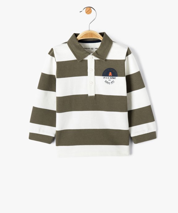 Polo rayé à manches longues en coton bébé garçon - LuluCastagnette vue1 - LULUCASTAGNETTE - GEMO