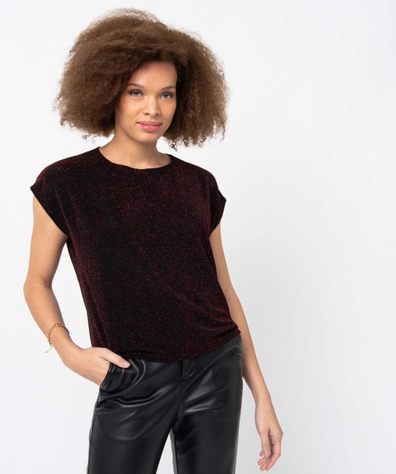 Tee-shirt femme sans manches en maille pailletée vue1 - GEMO(FEMME PAP) - GEMO