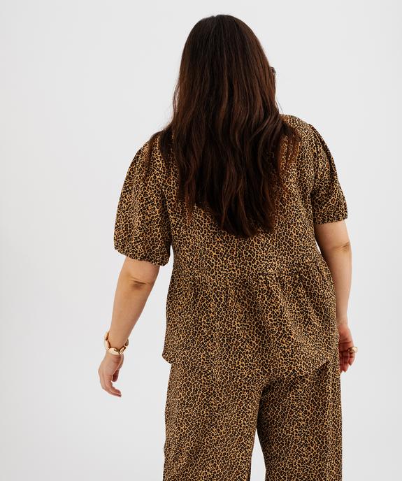 Blouse fluide en maille gaufrée à motif léopard femme grande taille vue3 - GEMO 4G GT - GEMO