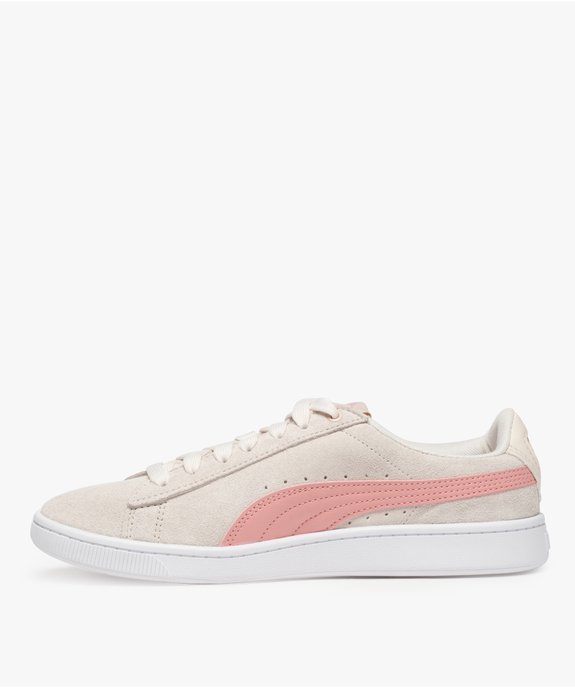 Baskets femme bicolores avec dessus en cuir velours – Puma vue3 - PUMA - GEMO