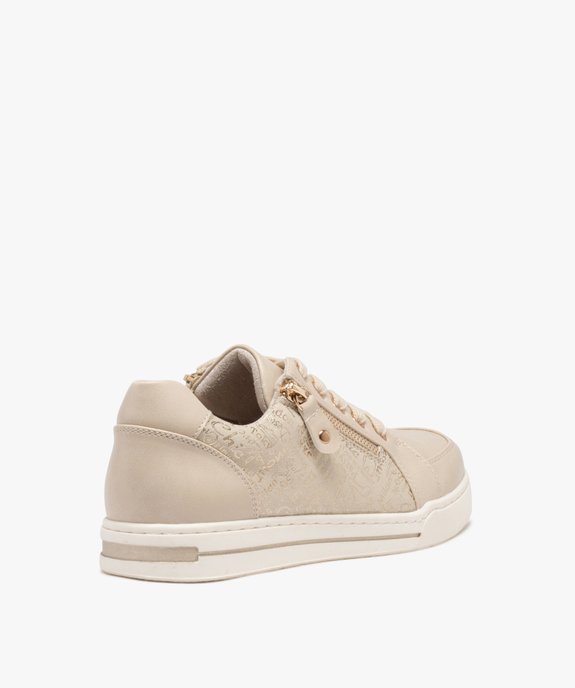 Baskets femme unies à lacets et à double zip avec détails imprimés fantaisie vue4 - FOLLOW ME - GEMO