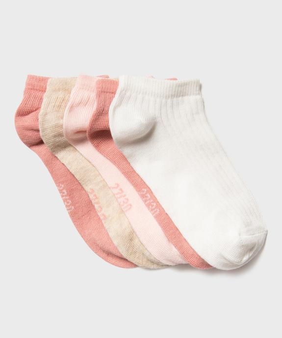 Chaussettes ultra courtes en coton côtelé fille (lot de 5) vue1 - GEMO 4G FILLE - GEMO