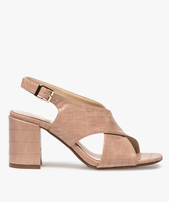 Sandales femme à talon et larges brides croisées vue3 - GEMO(URBAIN) - GEMO