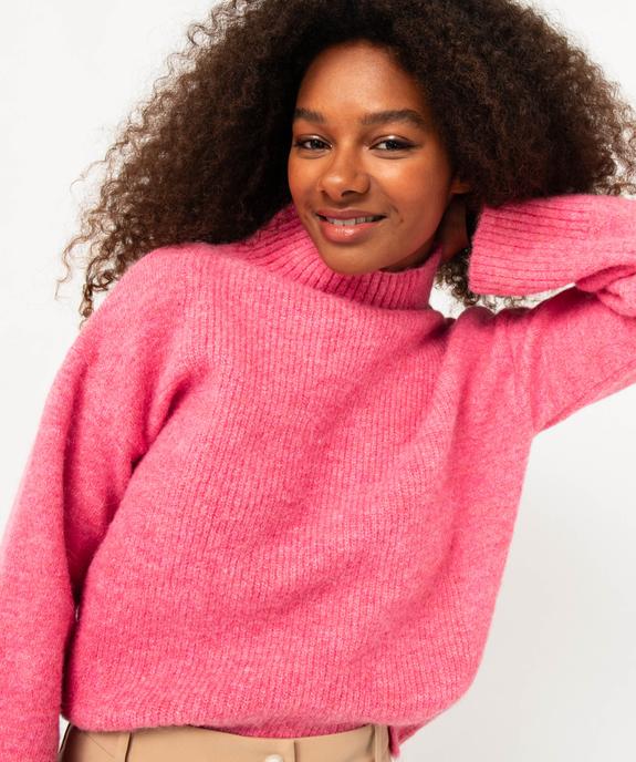 Pull col montant en grosse maille femme - Gémo x Melissaallbb vue3 - GEMO(FEMME PAP) - GEMO