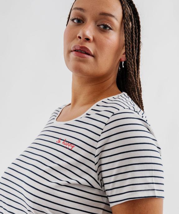 Chemise de nuit en jersey rayé femme grande taille vue2 - GEMO 4G FEMME - GEMO