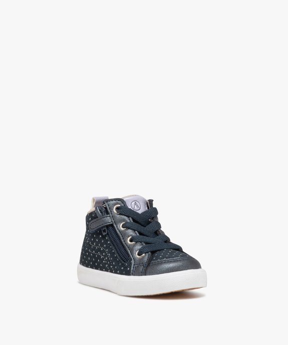 Baskets bébé fille mid-cut en cuir à petits pois scintillants - Alma Planète vue2 - ALMA - GEMO