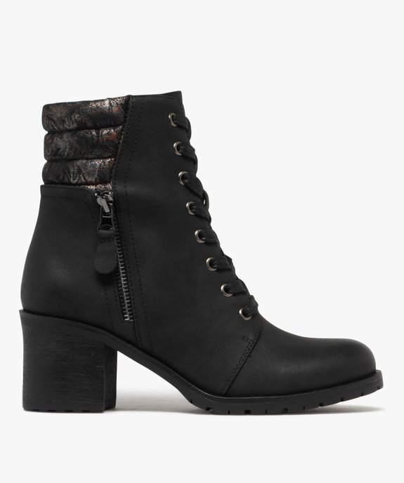 Boots femme à talon avec col matelassé et pailleté à motifs vue1 - GEMO(URBAIN) - GEMO