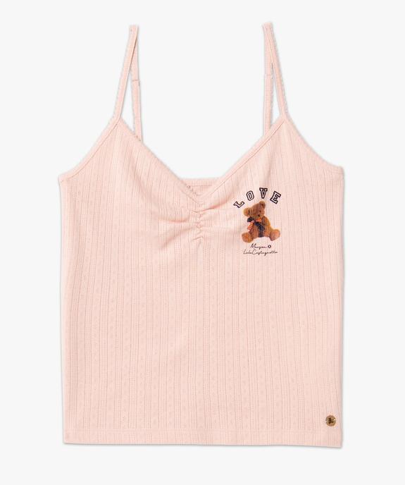 Haut de pyjama femme forme débardeur en maille pointelle - LuluCastagnette vue4 - LULUCASTAGNETTE - GEMO