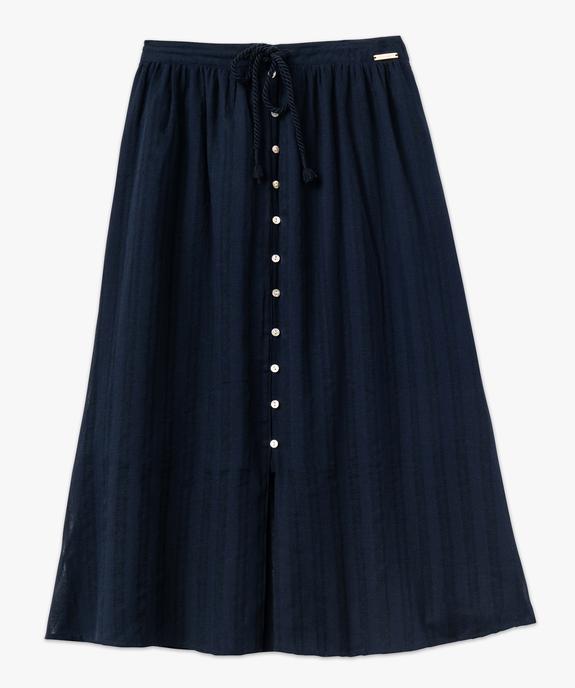 Jupe midi à boutons en coton/lin mélangés femme - LuluCastagnette vue4 - LULUCASTAGNETTE - GEMO