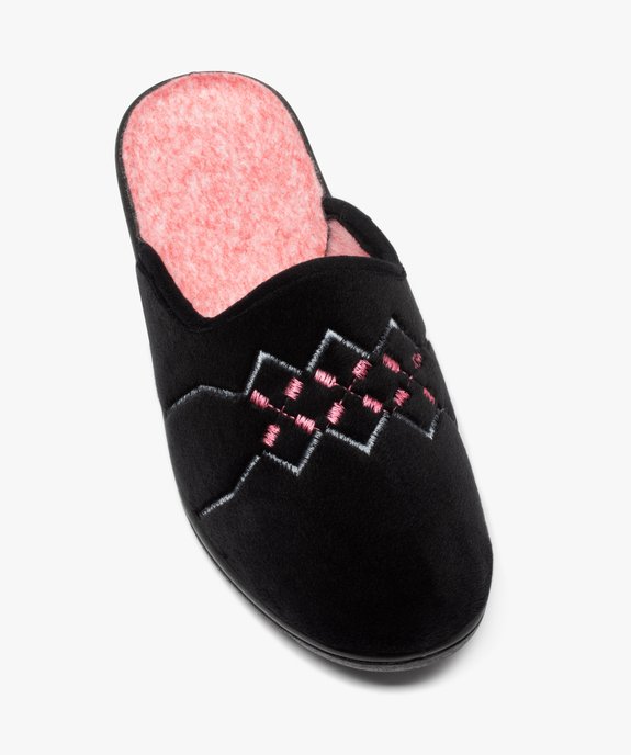 Chaussons femme forme mule avec dessus brodé vue5 - GEMO 4G FEMME - GEMO