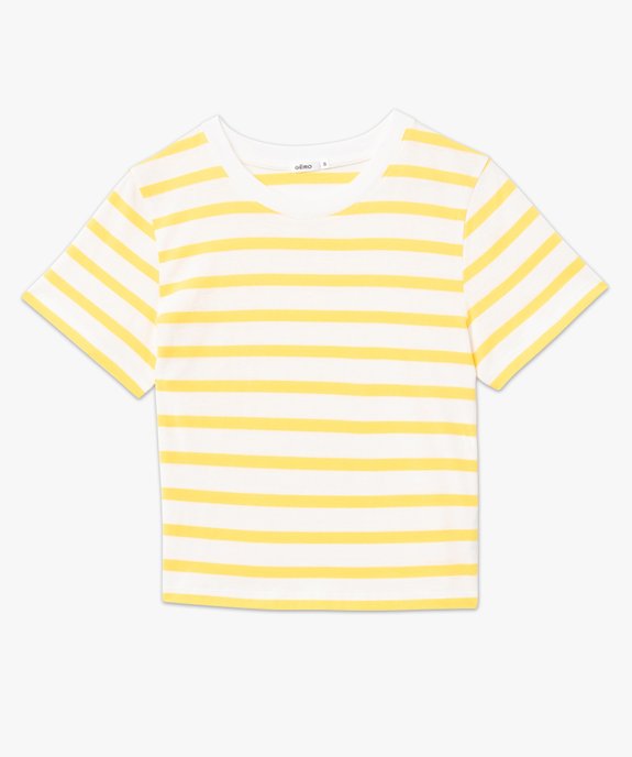 Tee-shirt femme rayé coupe ample et courte vue4 - GEMO(FEMME PAP) - GEMO