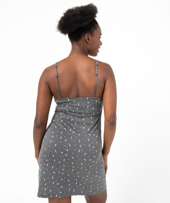 Nuisette en viscose avec col V dentelle et fines bretelles femme vue11 - GEMO 4G FEMME - GEMO