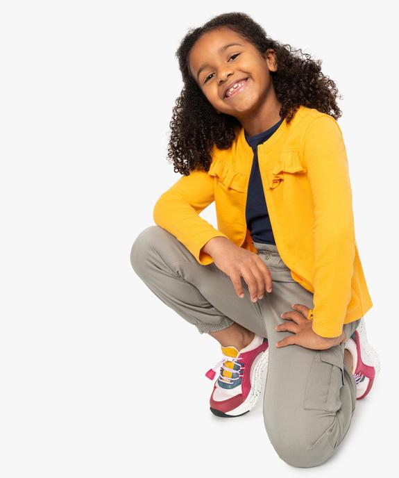 Veste fille zippée en jersey bouclette avec volant vue1 - GEMO (ENFANT) - GEMO