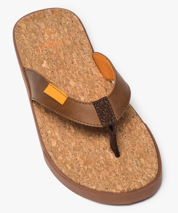Tongs homme semelle liège et dessus des brides en cuir  vue5 - GEMO (CASUAL) - GEMO