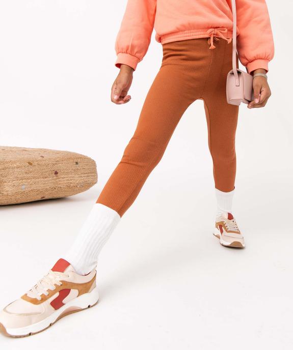 Legging fille à côtes et nœud pailleté à la taille vue1 - GEMO (ENFANT) - GEMO