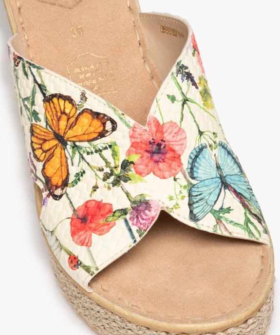 Mules femme à talon compensé dessus cuir imprimé - Tanéo vue6 - TANEO - GEMO