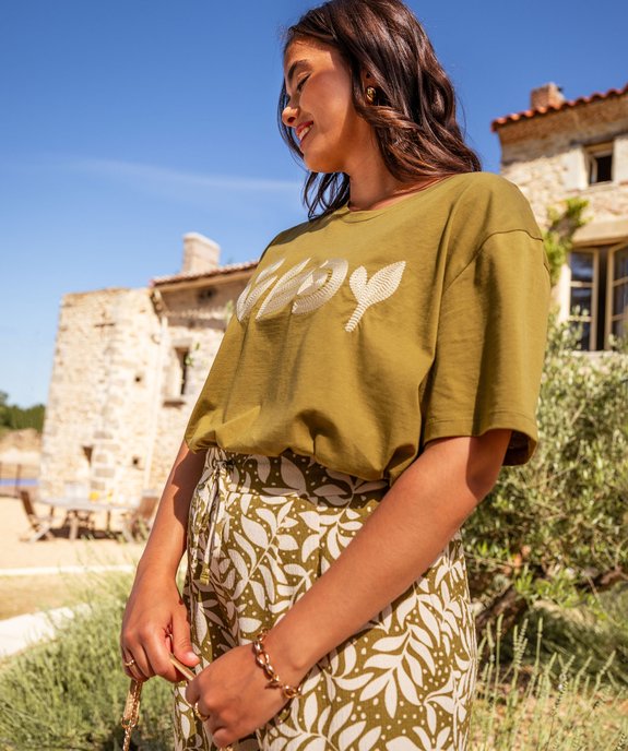 Tee-shirt à manches courtes avec motif brodé femme grande taille vue1 - GEMO (G TAILLE) - GEMO